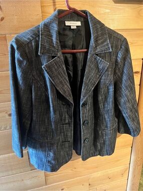 dressbarn Charcoal Pinstriped Blazer Jacket